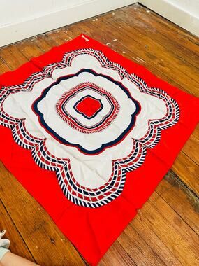 Vintage Paoli Red White Blue Geometric Abstract Rope Design 1960/70s Scarf